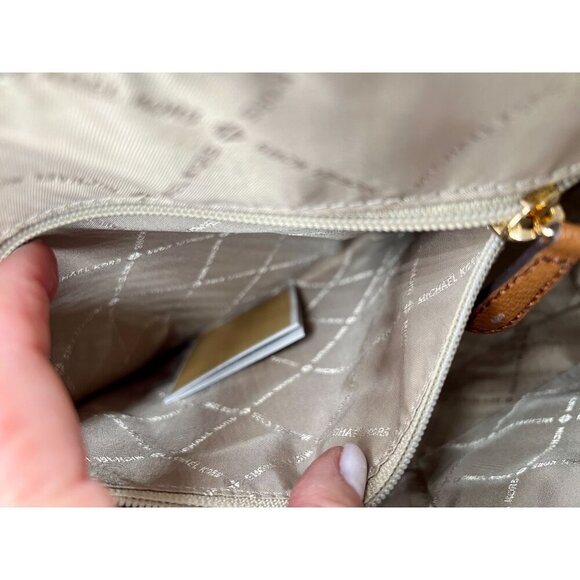 MICHAEL KORS Charlotte Large MK Signature Leather Top-Zip Tote Brown - Picture 2 of 13